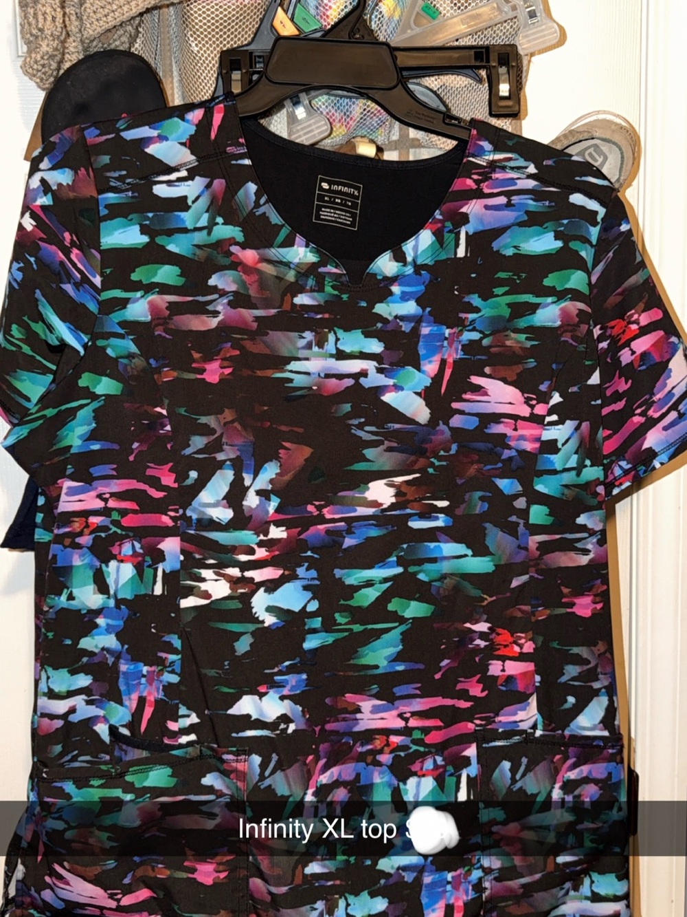 Infinity Black Multicolor Women's V-Neck Top